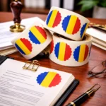 autocolant timbru sec tricolor floare